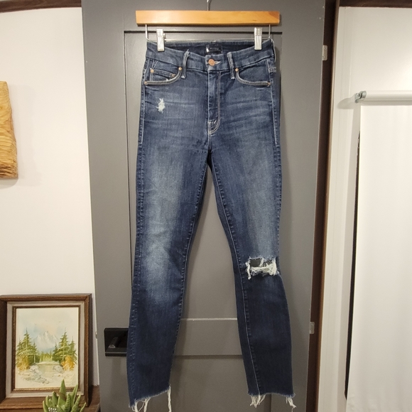 MOTHER High Waisted Looker Ankle Fray Cat Attack Jeans 24 - Picture 11 of 12